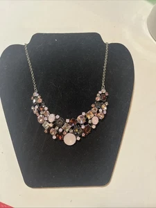Premier Designs Cluster Rhinestone Necklace “Ballet Slippers” Pink Lilac Smokey - Picture 1 of 5