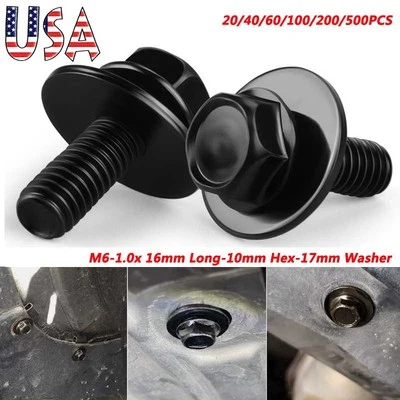 Body Bolts Screw Fender M6-1.0x 16mm Long-10mm Hex- 17mm Washer For Toyota Model - Image 1 of 4