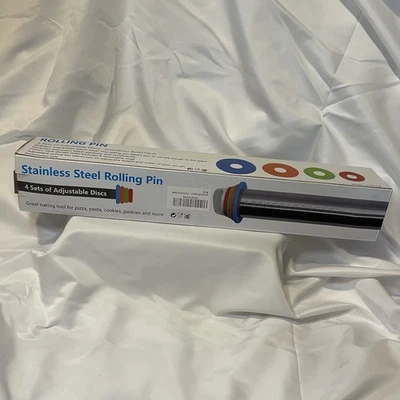 NEW 4 Disc Adjustable Rolling Pin Stainless Steel Dough Roller Pastry Baking - Image 1 of 4