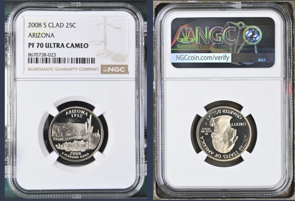 2008 S Clad Proof Arizona State Quarter - NGC PF 70 Ultra Cameo - Image 1 of 1