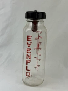 Vintage Evenflo 8 Unzen Klarglas Babyflasche Brustwarze & Ring Hergestellt in den USA rotes Logo Sechseck - Bild 1 von 5