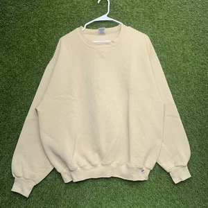 Vintage Russell Athletic Sweatshirt Mens Large Tan Pullover Made in USA 90s Crew - Picture 1 of 11