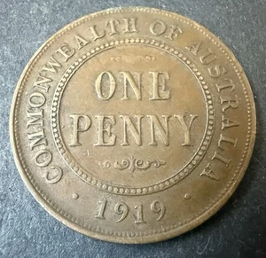 1919 Penny Australian PreDecimal Coin Ungraded (Lot 2062) - Picture 1 of 6