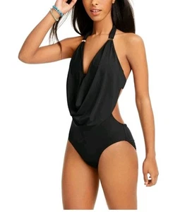 Bar III Damen drapierter Monokini Einteiler Badeanzug Gr. XS schwarz - Bild 1 von 14