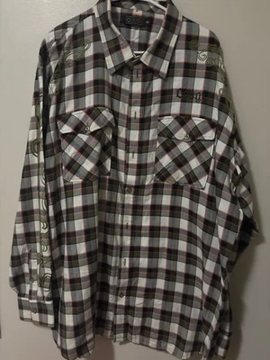 COOGI Shirt Mens 4XL Design LS Shirt Plaid Cotton Hip Hop - Image 1 of 4