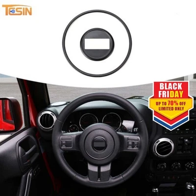 Bisel central del volante negro para Jeep Wrangler Compass Patriot 2011-17 Foto 1 de 4