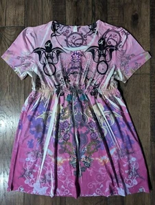 Lady Noiz Mujer Multicolor Paisley Túnica Manga Corta Top Estrás Talla Grande - Imagen 1 de 15