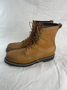 Men's VTG USA 1970s Brown Mason Field & Stream Moc Toe Hunting Work Boots Sz 14 - Picture 1 of 10