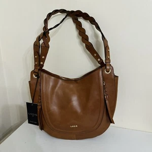 Bolso de Mano LODIS de Cuero con Correa Trenzada Margo Castaño Nuevo - Imagen 1 de 5