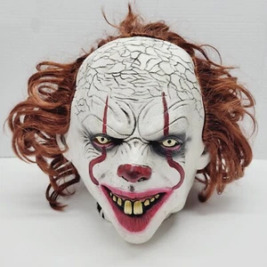 Halloween IT Pennywise With Hair Latex Rubber Clown Mask Clown Costume - Picture 1 of 9