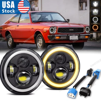 Par de faros LED redondos de 7 pulgadas para Toyota Corolla 1968-1979 halo DRL bombilla giratoria Foto 1 de 4