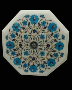 15" Marble Table Top Handmade Natural Semi Precious Stones Inlay work Home Decor - Picture 1 of 1