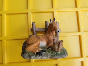 Vintage Homco Bisque Porcelain Horse and Squirrel by Fence Figurine (#1461) - Picture 1 of 5