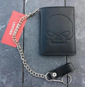 Wallet Leather With Chain Pattern Skull New (Bikers) Wallet - Picture 1 of 3