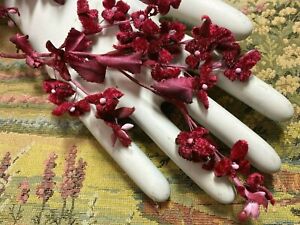 vintage velvet silk millinery flowers 1 spray Japan oxblood red