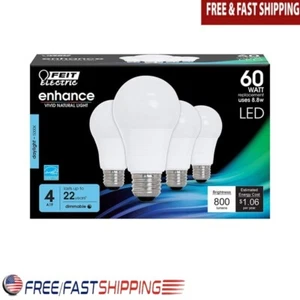 Dimmable LED Light Bulbs 8.8W Daylight 5000K A19 E26 Base 800 Lumens 4-Pack New - Picture 1 of 5