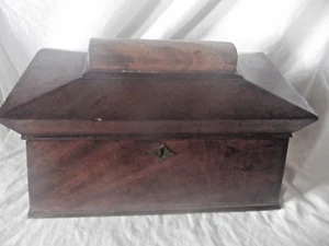 Antique Regency Styled Mahogany Sarcophagus Shaped Large Tea Caddy. - Picture 1 of 6