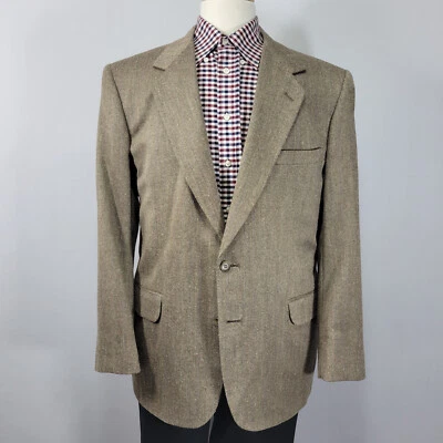 Abrigo Blazer Deportivo Para Hombre Stafford Dos Botones Beige Poli Lana Seda Espiga 44R Foto 1 de 4