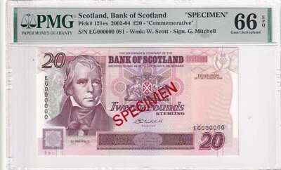 Scotland, 20 Pounds, 2004, UNC, p121es, Specimen - Image 1 of 2