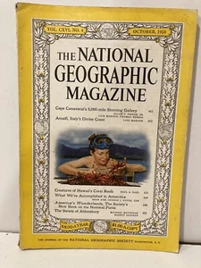 National Geographic Oct 1959 Cape Canaveral Amalfi Hawaii swans Coca Cola - Imagen 1 de 4