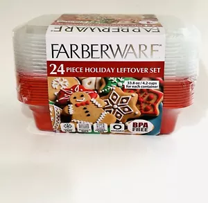 Faberware Kunststoff Lebensmittel Aufbewahrung Behälter Urlaub Kekse Reste 24 Stück Rot - Bild 1 von 3