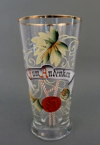 Antik Jugendstil Andenkenglas Bierglas Emaille " Hopfen und Malz " beer glass - Bild 1 von 4