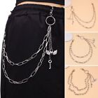 Link Coil Layered Waist Hook Gothic Keychains Love Wing Pendant Pant Chain