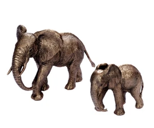 Elephants Sculpture Animal Figur Decor Africa Statue Garden Bronze Figurine - Picture 1 of 11
