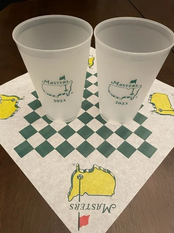The Masters Tournament Augusta National Golf Lot of 2 Official 2023 Plastic Cups Cover