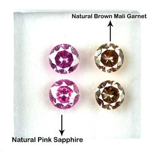 Lotto 13,20 carati/4 pz pietre preziose rotonde zaffiro rosa e granato maliano certificato naturale - Foto 1 di 7