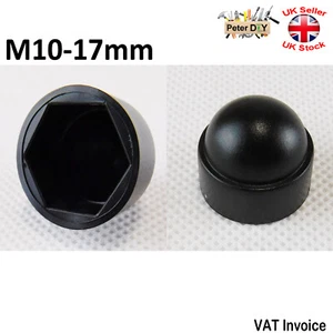 M10-17mm BLACK Plastic HEX COVER Protection CAPS HEXAGON DOME CAP - Picture 1 of 1