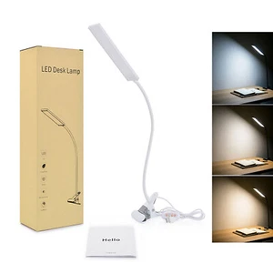 Flexible Clip On Led Desk Lamp Reading Study Table Light Home Office USB ports - Picture 1 of 11