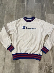 Sudadera De Colección Años 90 Campeón Cuello Rayas Tejido Inverso Talla Adulto Pequeña Y2K - Imagen 1 de 9