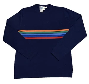 Vintage 70er Skitique Ski 100% Wolle mehrfarbig Streifen Gr. Large Pullover - Bild 1 von 8