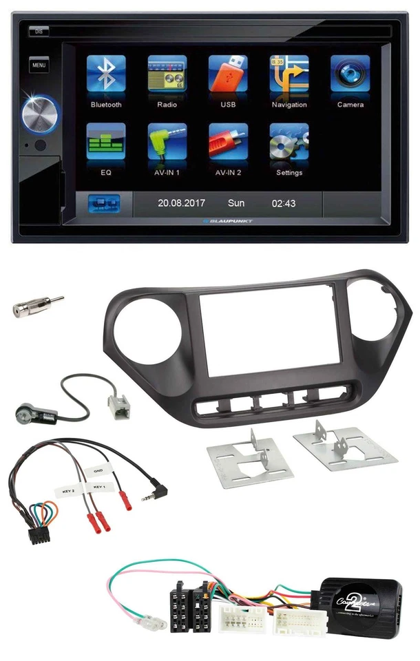Blaupunkt 2DIN Bluetooth TMC USB Lenkrad SD Navigation für Hyundai i10 ab 2014 - Bild 1 von 4