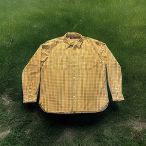RRL Ralph Lauren Yellow Blue Checked Heavy Twill Utility Button Up NWOT Sz XXL - Picture 1 of 12