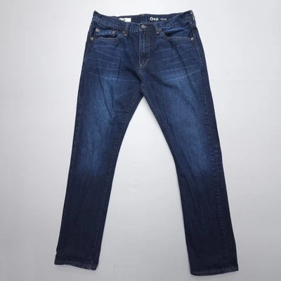 Gap 1969 Slim Straight Jeans Mens 31 x 32 (Actual 30" inseam) Dark Blue Cotton - Image 1 of 4