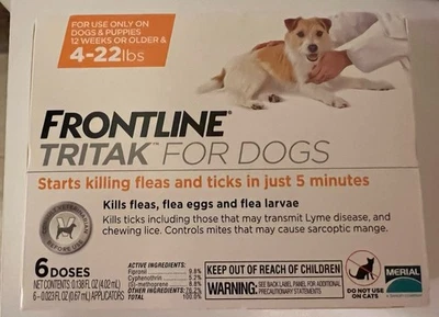 Frontline Tritak Mejor remedio para la sarna de pulgas y garrapatas | Perros 4-22 libras | 6 dosis | Foto 1 de 2