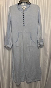 Karen Neuburger Nightgown Size M Light Blue Pullover Button Cuffed Long Sleeve - Picture 1 of 9