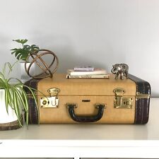 Vintage luggage, suitcase, leather trim by Carson