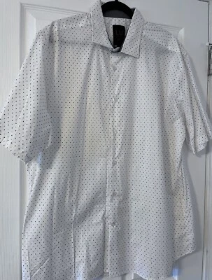 Linea Uomo Shirt Mens 2XLT  Polka Dots  Short Sleeve Stretch  Button Up Casual - Image 1 of 4