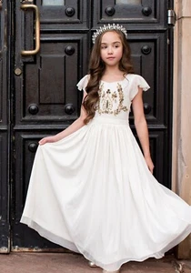 Joyfolie Girl's Lexa Maxi Dress in Gold Size 10 NWT Wedding Vacation Beach - Picture 1 of 12