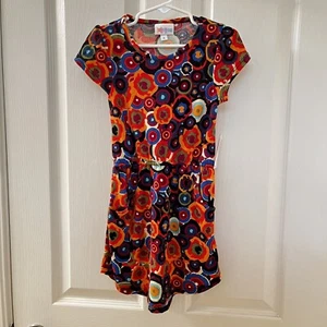 Lularoe Mae Dress Geometric Circles Retro Girls Size 4 NWT - Picture 1 of 9