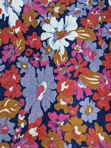 60er 70er Vintage transparenter Poly Krepp Stoff bunt Blumenmuster/3 Yards - Bild 1 von 4
