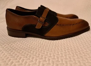 Mens La Milano Memory Foam Tan/Navy Leather Dress Shoes Size 11M - Picture 1 of 6