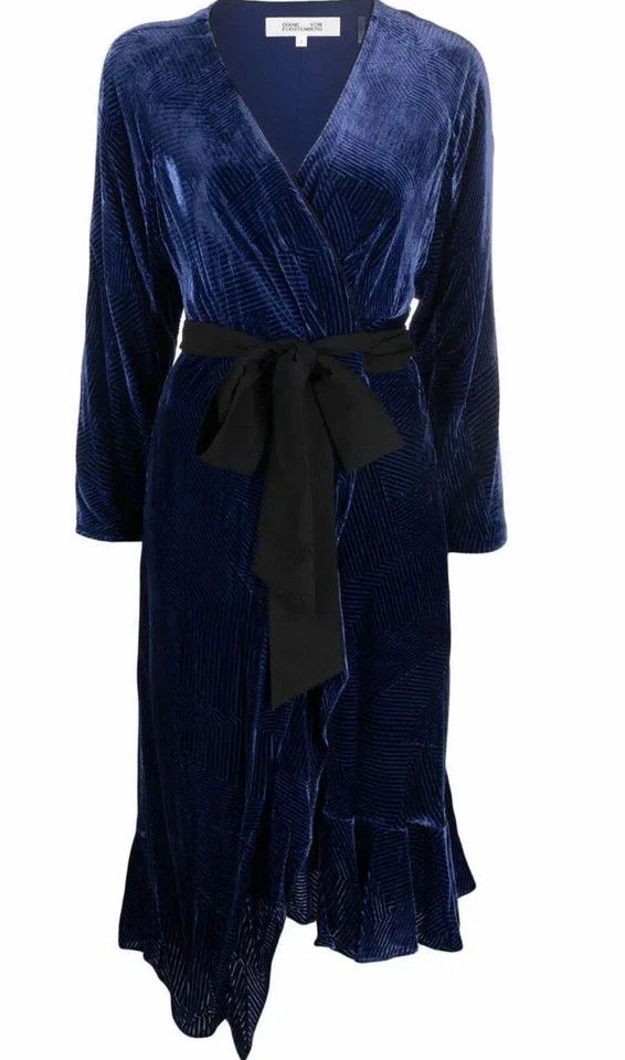 DVF Diane Von Furstenberg Navy Tulisa Wrap Dress Size 10 - Imagem 1 de 4