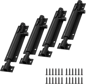 Yoohey 4.5 Inch Barrel Bolt Latch, Black Metal Door Latch Lock, 4 Packs Aluminum - Picture 1 of 12