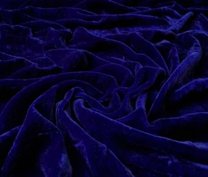 Dark Royal Blue Silk Velvet Fabric by the Yard, 1/2 Yard, 1/4 Yard, 45" Wide - Picture 1 of 3