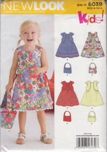 Modello da cucire New Look bambini! Abito svasato e borsetta bambino 6039 fantasia - Foto 1 di 1