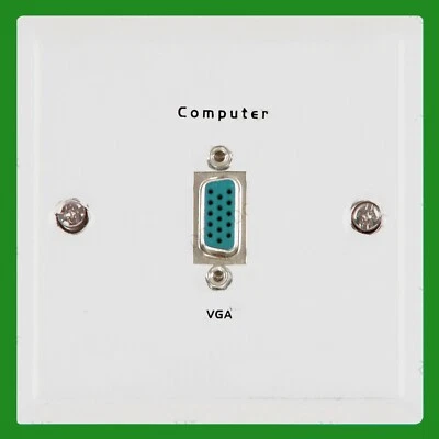 1x VGA Blanc Acier Plaque Murale, Moniteur, Ordinateur, Projecteur, Vidéo, Dos - Photo 1/3